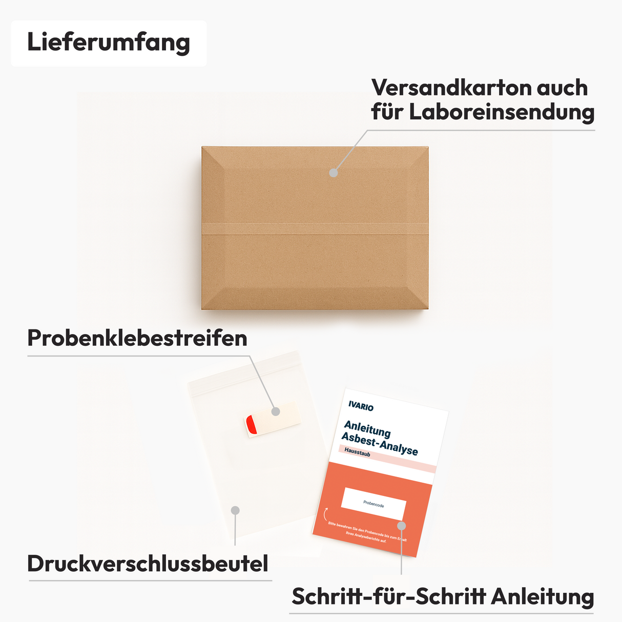 Asbest-Test Hausstaub Lieferumfang