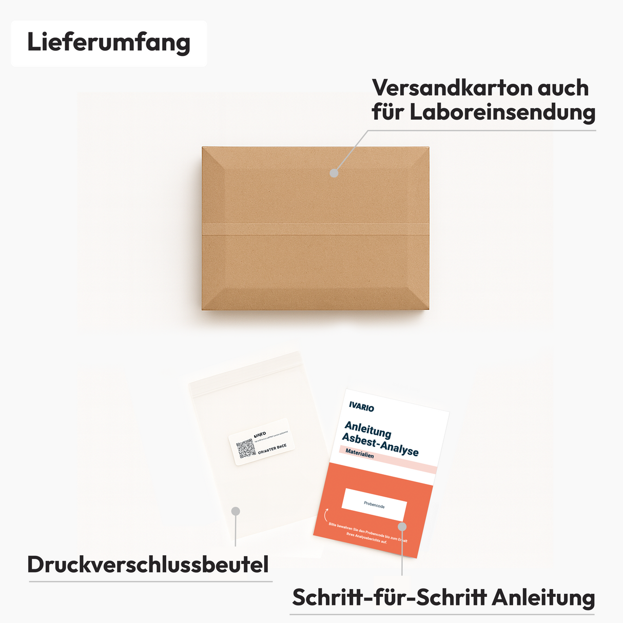 Asbest-Test von IVARIO Lieferumfang