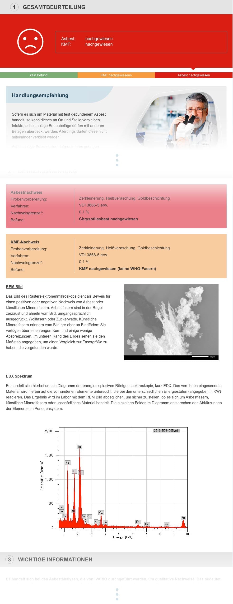 Asbest-Test Materialgruppe 1