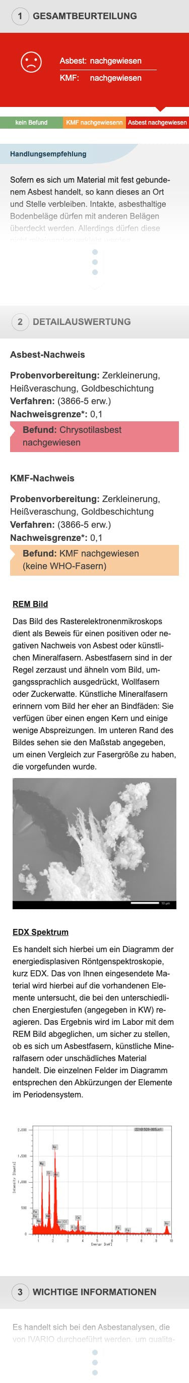 Asbest-Test Materialgruppe 1