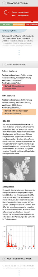 Asbest-Test Materialgruppe 1
