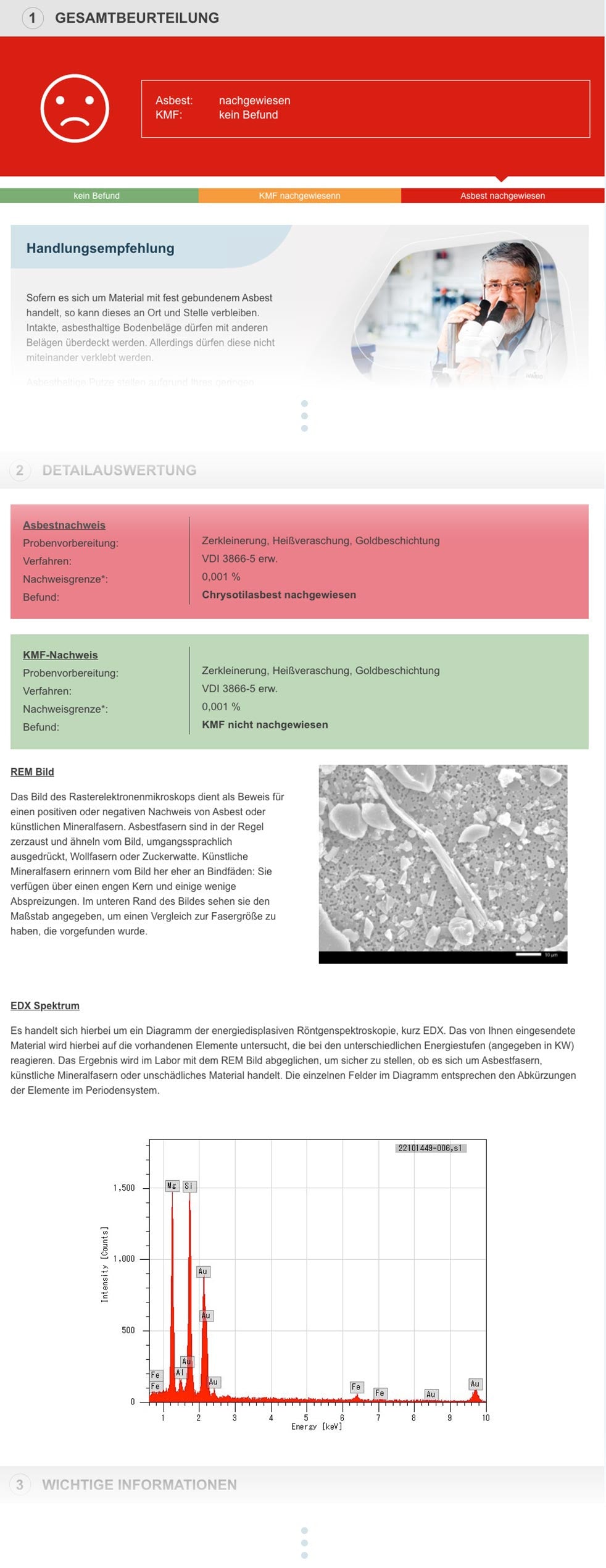 Asbest-Test Materialgruppe 2