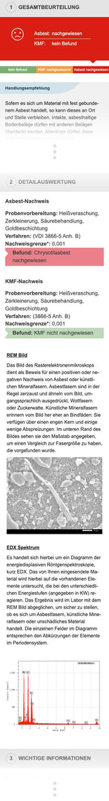 Asbest-Test Materialgruppe 2