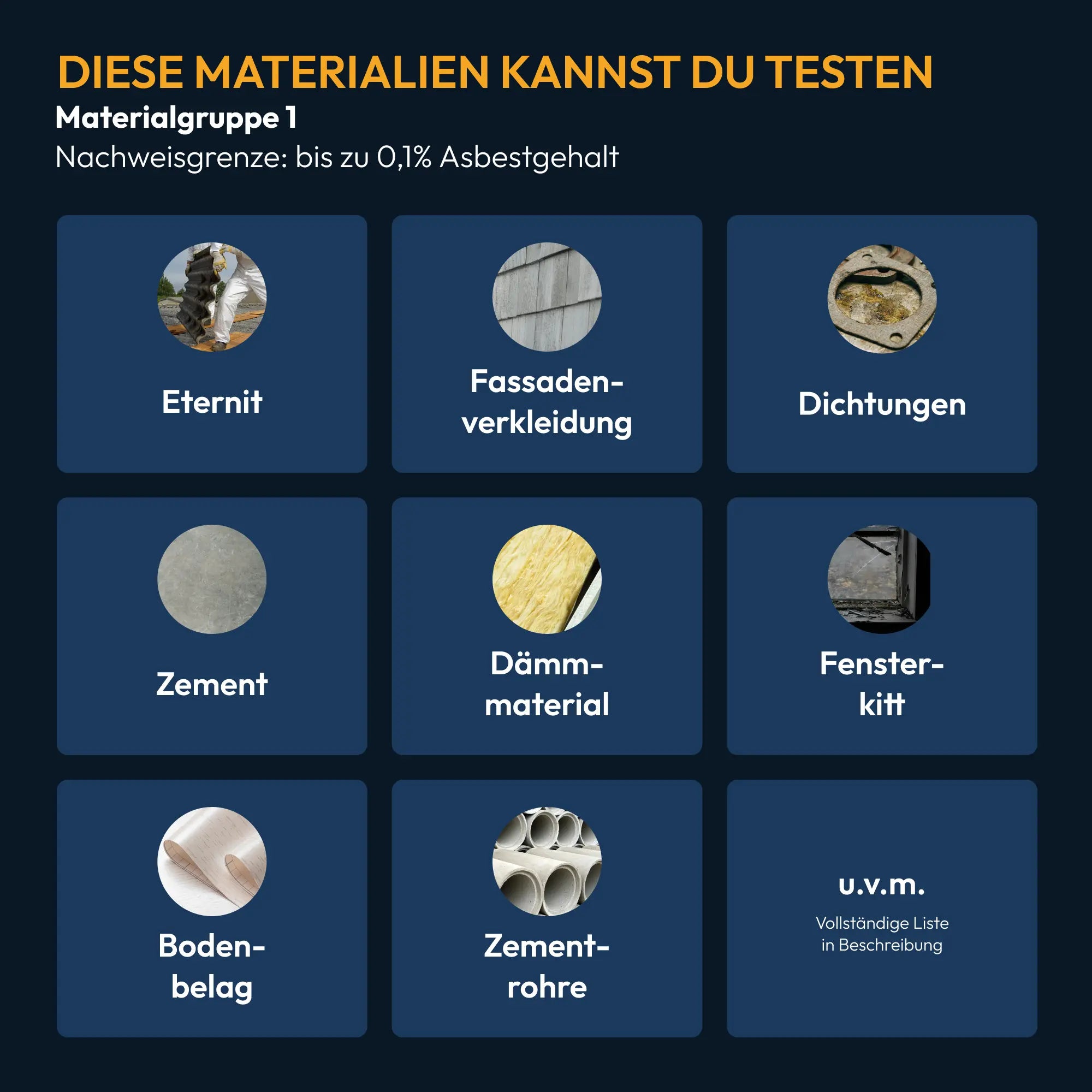 PROFI Asbest-Analyse Materialgruppe 1