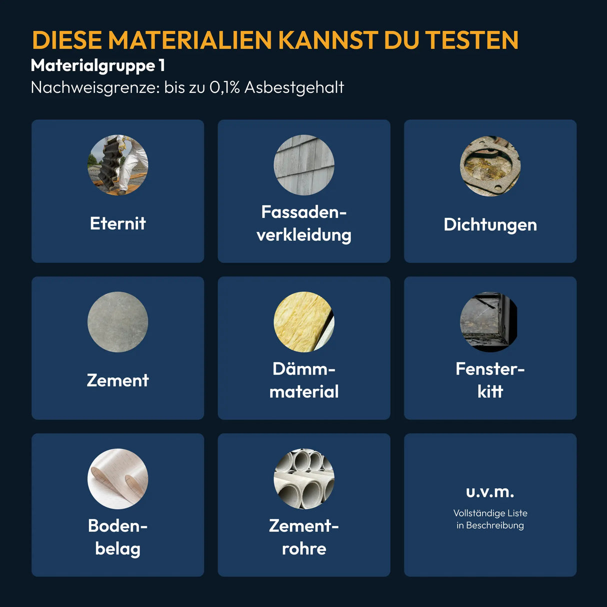 PROFI Asbest-Analyse Materialgruppe 1
