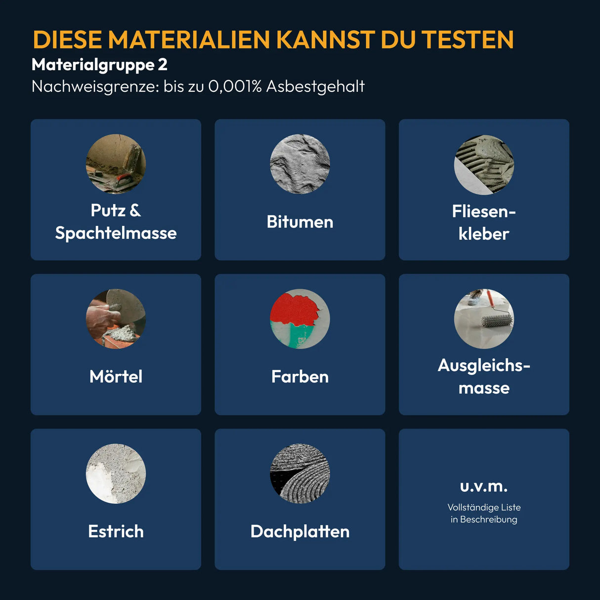 PROFI Asbest-Analyse Materialgruppe 2