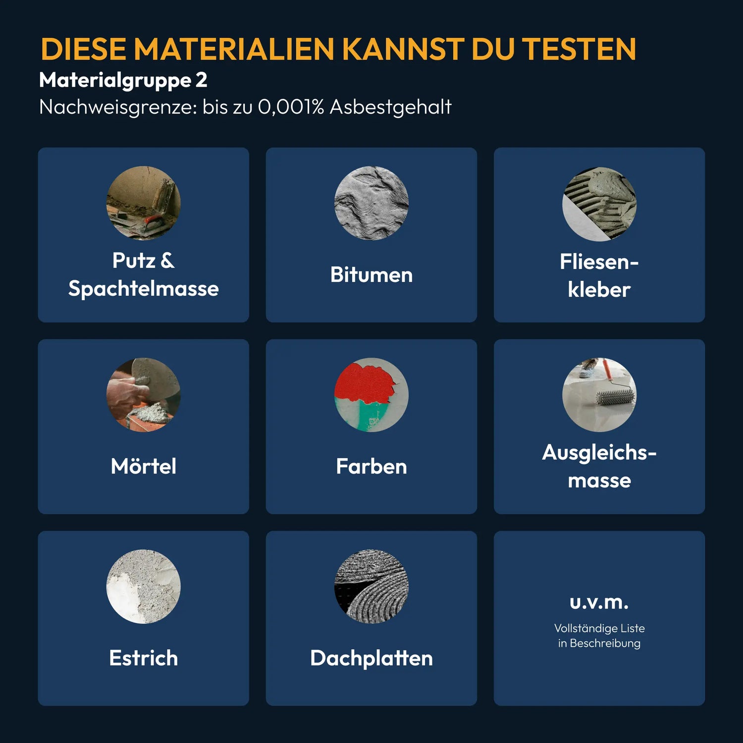 PROFI Asbest-Analyse Materialgruppe 2