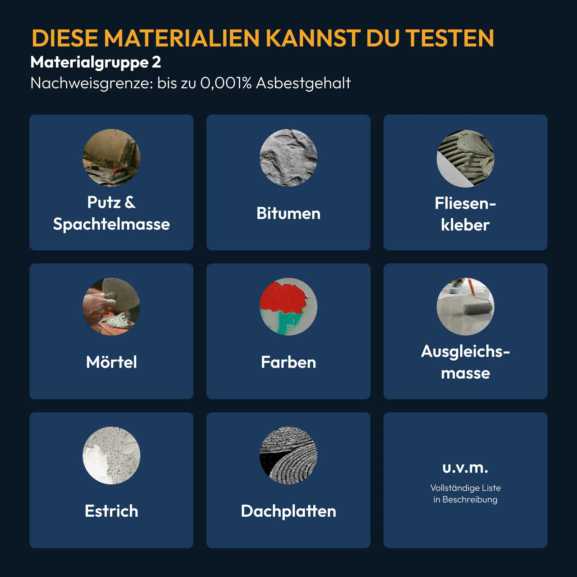 PROFI Asbest-Analyse Materialgruppe 2